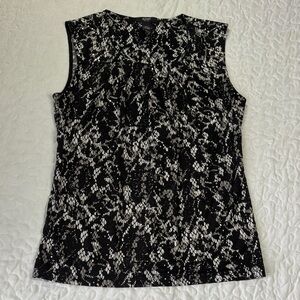 Alfani Black and White Embellished Silky Tank Blouse size medium petite